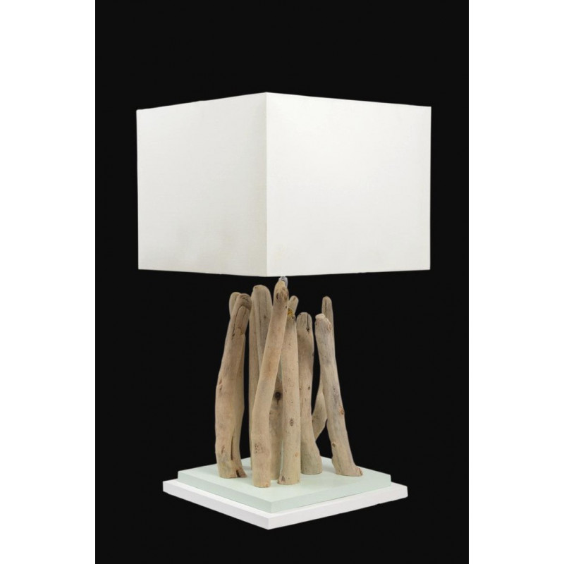 Lampe En Bois Flotte Carree Differents Coloris Et Tailles